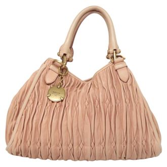 Bally Vintage Handbag Quilted Leather Pink Leather Handbag (Pre-Owned)