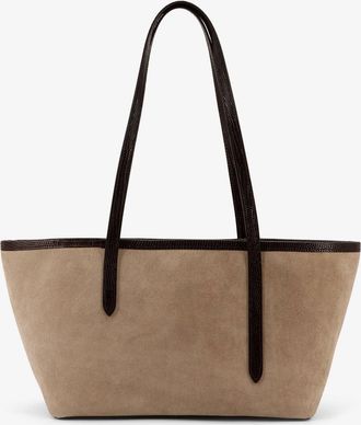 ATP Atelier Womens Gaiba Suede Shoulder Bag Beige Printed Lizard