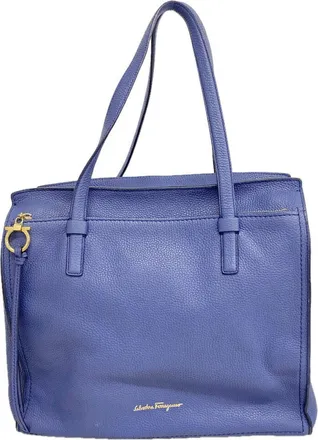 Ferragamo Blue Leather Tote Bag (Pre-Owned)
