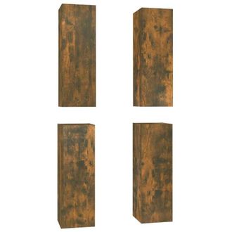 vidaXL Vidaxl - Mueble Tv 4 Uds Madera Contrachapada Roble Ahumado 30,5x30x90cm