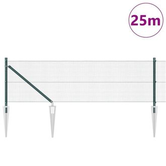 Berkfield Home Green Welded Wire Fence with 13 Spike Posts Green 0.6x25 m Steel