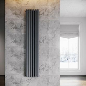Sonni Radiador De Vertical Antracita Ovalado Radiador Centro Conexi&oacute;n Doble Capa 1800x357mm - Sonni