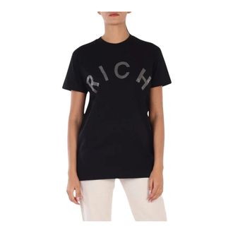 John Richmond Tops, Dames, Zwart, S, Katoen, T-shirt met korte mouwen