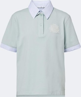 Acne Studios Layered cotton-blend piqu&eacute; polo shirt