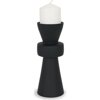 Mercana Odilia Smooth Metal Geometric Pillar Candle Holder in Black at Nordstrom, Size Large