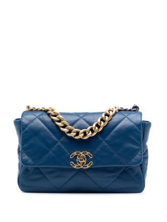 Chanel 2019 Large Lambskin 19 Flap satchel - Blue