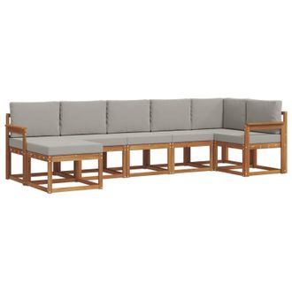 vidaXL Conjunto De Sof&aacute;s De Exterior 7 Pcs Gris Natural Y Claro Vidaxl