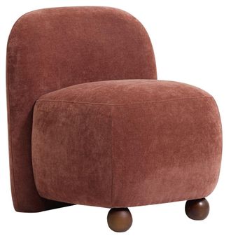 Nordlys Scandinavian Lounge Armchair with Wooden Legs & Fabric in Red