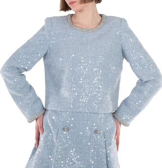 Self Portrait Self Portrait Sequin Boucle Long-Sleeve Top