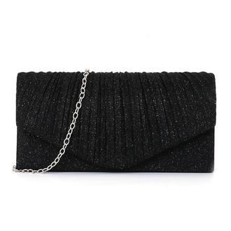 Generic Women Ruched Clutch Handbag Large Capacity Elegant Crossbody Bag Solid Color Fashion Shoulder Bag Fashion Satchel Bag (Black)