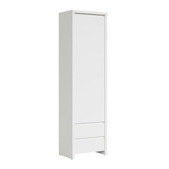 Petits Meubles Armario columna 1 puerta 2 cajones estratificado Blanco mate