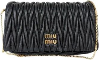 Miu Miu Pre-owned Cross Body Bags, female, Black, Size: ONE SIZE Pre-owned Nappa Matelass&egrave; Shoulder Bag