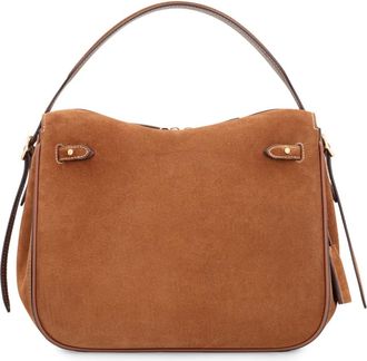 Polo Ralph Lauren Tassen, Dames, Bruin, ONE Size, Leer, Suede Top Handtas