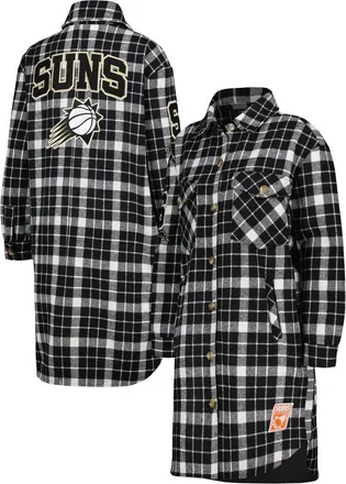 Pro Standard Womens Pro Standard White/Black Phoenix Suns Prep Plaid Button-Up Shacket at Nordstrom, Size Medium