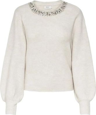 Only Polyester Gebreide Kleding Herfst/Winter Collectie Pullover - Dames - Ronde hals truien - Wit - XS - Polyester - Truien & Vesten