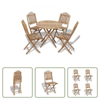 vidaXL Vidaxl Juego De Comedor De Jard&iacute;n Plegable 5 Piezas De Bamb&uacute;