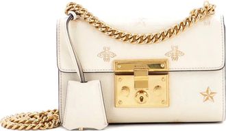 Gucci Leren schoudertas met hangslot print - Beige