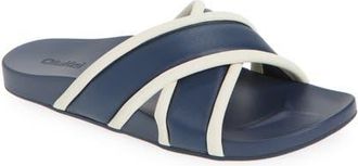 Olukai Ani Water Resistant Crisscross slide Sandal in Mood Indigo /White Sand at Nordstrom, Size 10