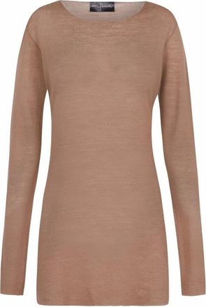 Cortana Rondgebreide Top met Ronde Hals - Dames - Ronde hals truien - Beige - M - Wol - Truien & Vesten