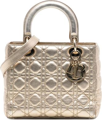 Dior Pre-owned Dior Medium Metallic Lambskin Cannage Lady Dior 18-MA-0158
