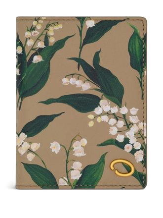 Oscar De La Renta Lily of the Valley-printed passport cover - unisex - Calf Leather - One Size - Neutrals