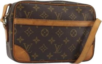 Louis Vuitton Pre-owned Monogram Canvas Crossbody Bag - Dames - Vintage Schoudertas - Bruin - ONE Size - Leer - Vintage