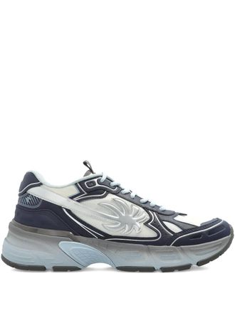 Palm Angels appliqué lace-up sneakers - men - Polyester/Leather/Fabric/Rubber - 41 - Blue