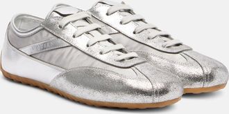 Alexander McQueen Zapatillas de piel metalizada