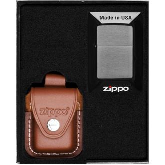 OEM Encendedor Zippo Cromado Cepillado Set De Regalo N.&ordm; 2
