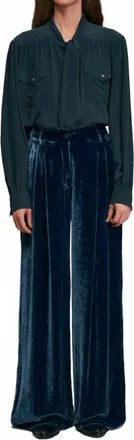 DIEGA Pavano Velvet Wide Leg Pant In Bleu