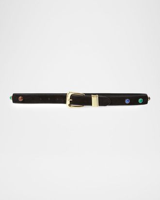 Veronica Beard Stone-Embellished Suede Belt