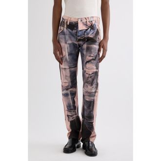 Acne Studios 1996M Trompe lOeil Straight Leg Jeans in Pink/blue at Nordstrom, Size Xx-Large