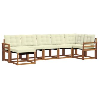 vidaXL Conjunto De Sof&aacute;s De Exterior Con Coj&iacute;n 7 Pcs Natural Y Crema Vidaxl