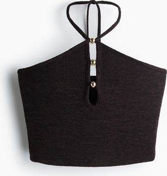 H&M Neckholder-Top mit Perlendetails - Red
