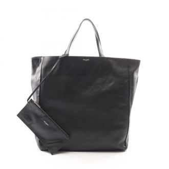 Saint Laurent Black Leather Handbag Pouch Tote Bag (Pre-Owned)