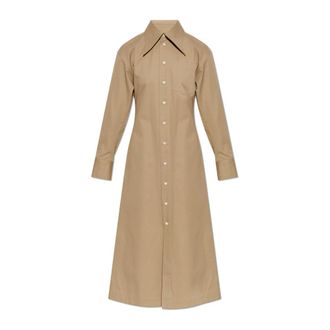 Ami Shirt Dresses, female, Brown, Size: 4XS Cotton Fitted Shirt Dress