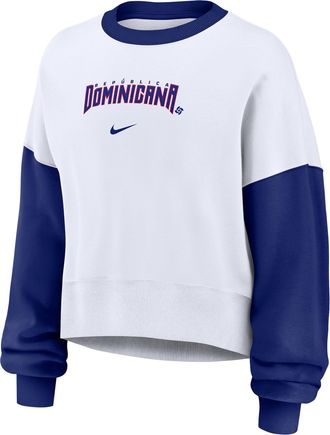 Nike Dominican Republic National Baseball Team 2026 World Baseball Classic Nike Womens Pullover Crew in White | 01D70HAIWBD-HXT