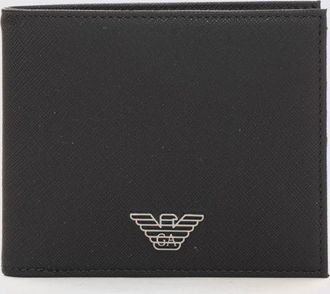 Emporio Armani Portafoglio bifold in pelle Saffiano monogram con logo Aquila