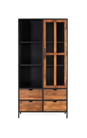 Giner&Colomer Vitrina con 4 cajones y puerta de cristal con estructura met&aacute;lica