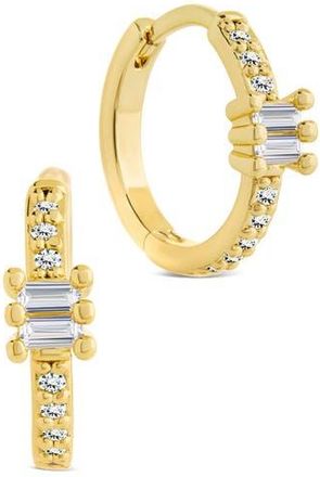 Sterling Forever Kristin Emerald Cut Cubic Zirconia Micro Hoop Earrings in Gold at Nordstrom Rack