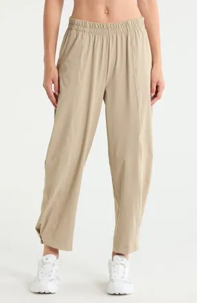 Zella Atlas High Waist Utility Adjustable Ankle Pants in Tan Aluminum at Nordstrom, Size X-Large