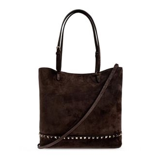 Valentino Garavani Suede Bag With Studs - Dames - Shoppers - Bruin - ONE Size - Su&egrave;de - Tassen