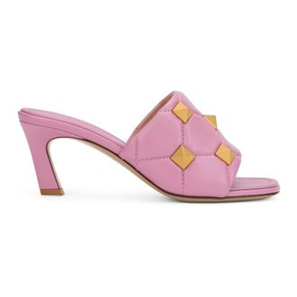 Valentino Garavani Schoenen, Dames, Roze, 36 EU, Leer, Heeled Mules met open puntneus