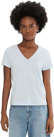 Lilla P Short Sleeve Back Seam V-Neck Womens Clothing Glass : XL, Cotton