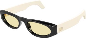 Valentino Black Cream Vg0007s Glossy Cat-Eye Sunglasses