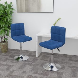 vidaXL Sillas De Comedor Giratorias 2 Unidades Tela Azul Vidaxl