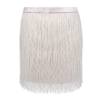 8pm Short Skirts, female, White, Size: XS Gonna Barcellona con frange