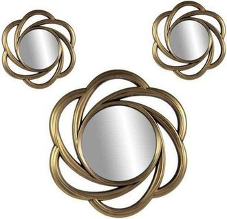 Trade Shop Trade Shop - Set 3 Specchi Parete Decorativi Oro Anticato Libera Installazione 20-35cm 836855