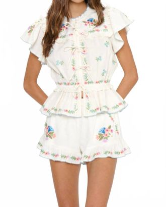 Show me your Mumu Cannes Shorts In Wild Meadow Embroidery