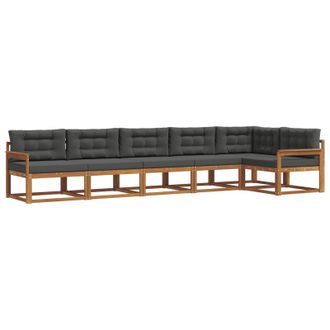 vidaXL Conjunto De Sof&aacute;s De Exterior 6 Pcs Natural Y Antracita Vidaxl